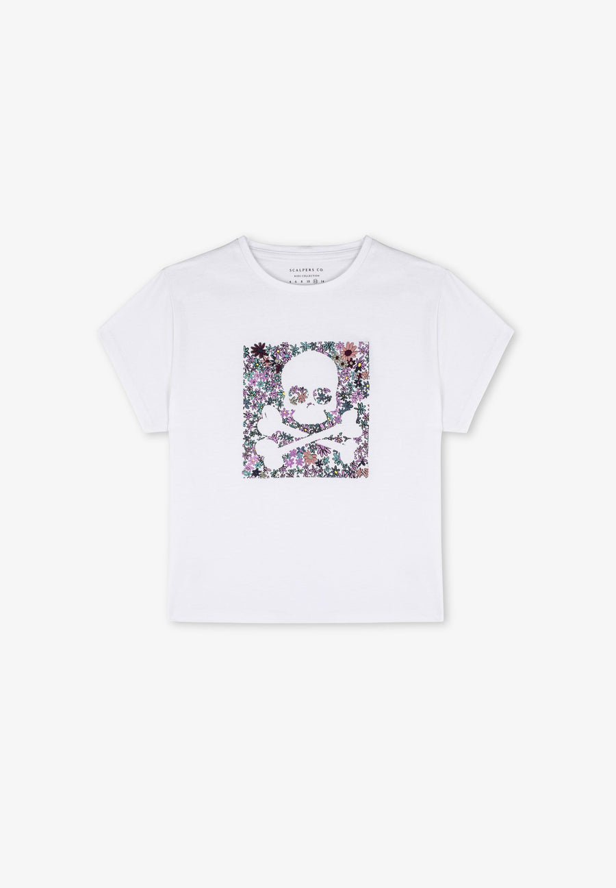 FLOWER SKULL TEE GIRLS