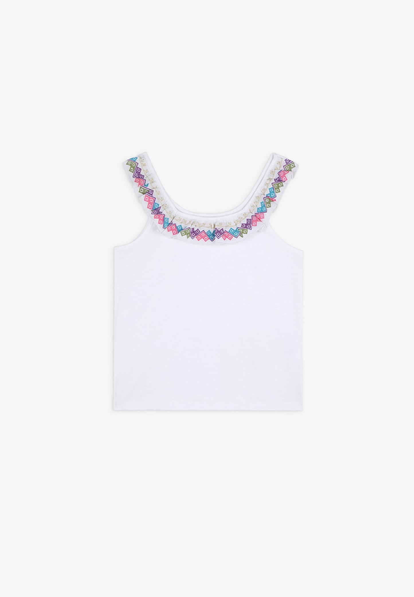 RUFFLED TOP WITH EMBROIDERY