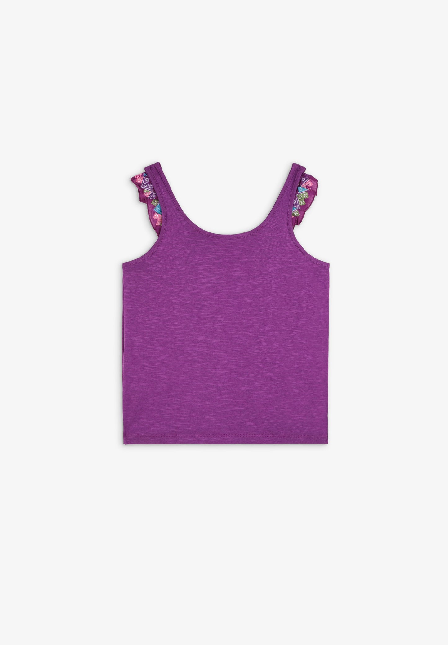 RUFFLED TOP WITH EMBROIDERY