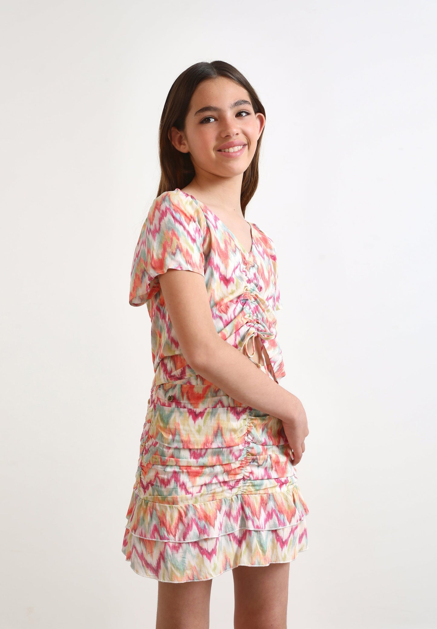 GATHERED IKAT BLOUSE