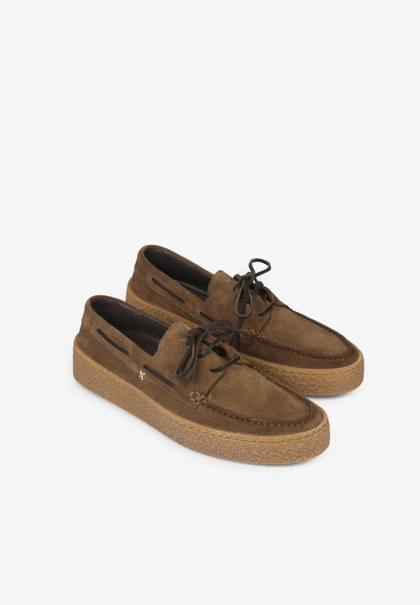 WIDE SOLE SPLIT SUEDE BOAT SHOES