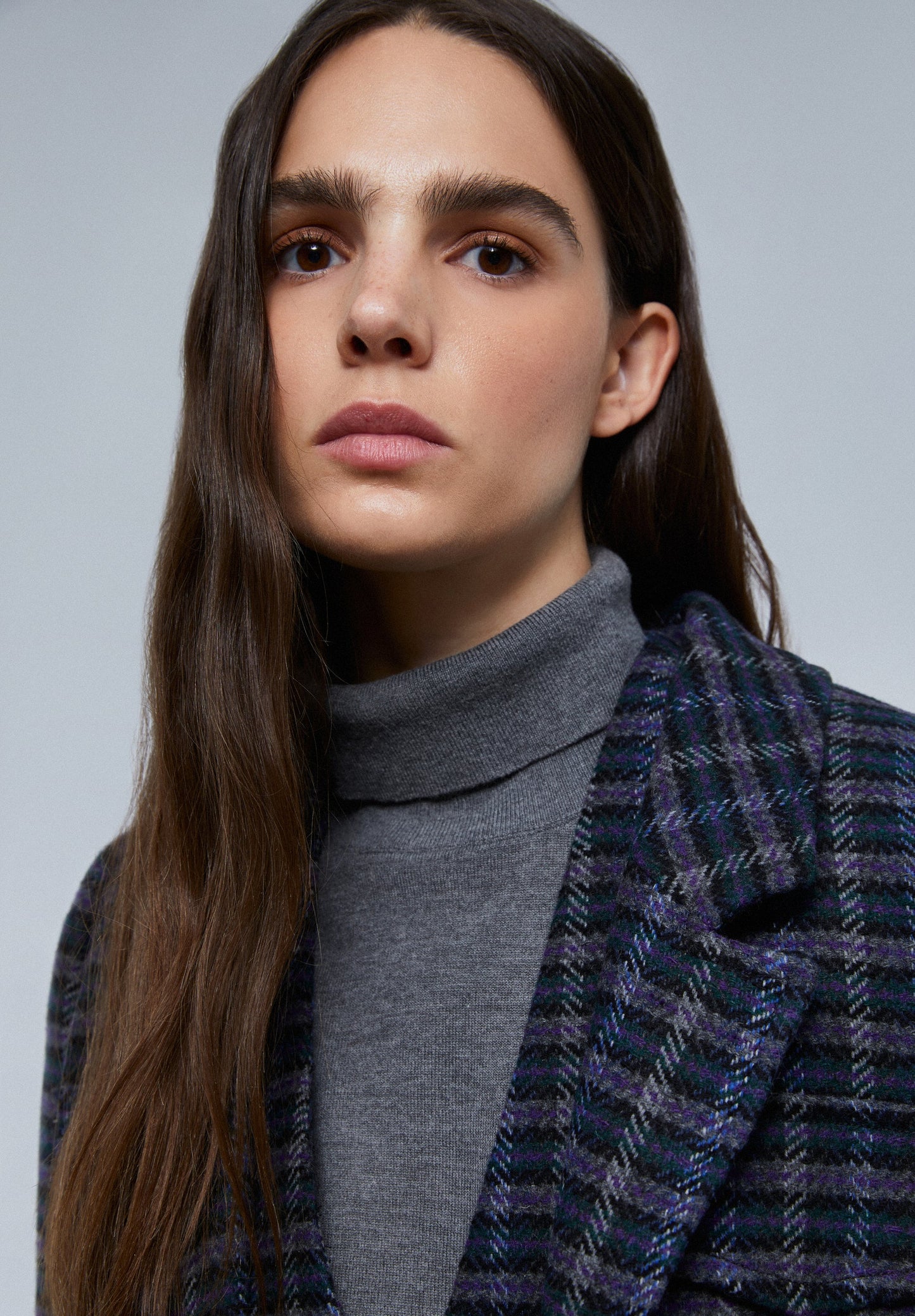 LONG CHECKED COAT WITH POCKETS