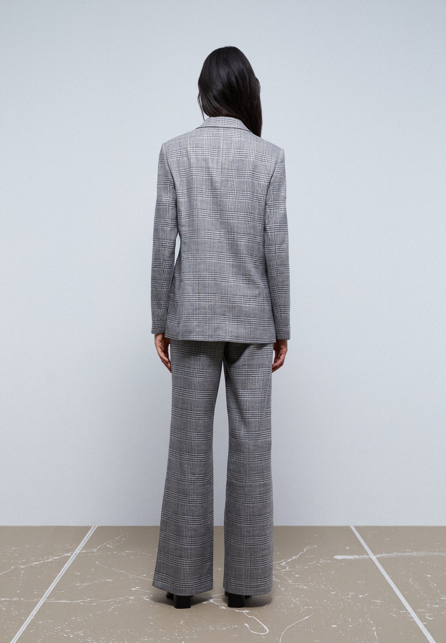 DOUBLE-BREASTED CHECK BLAZER WITH BUTTON