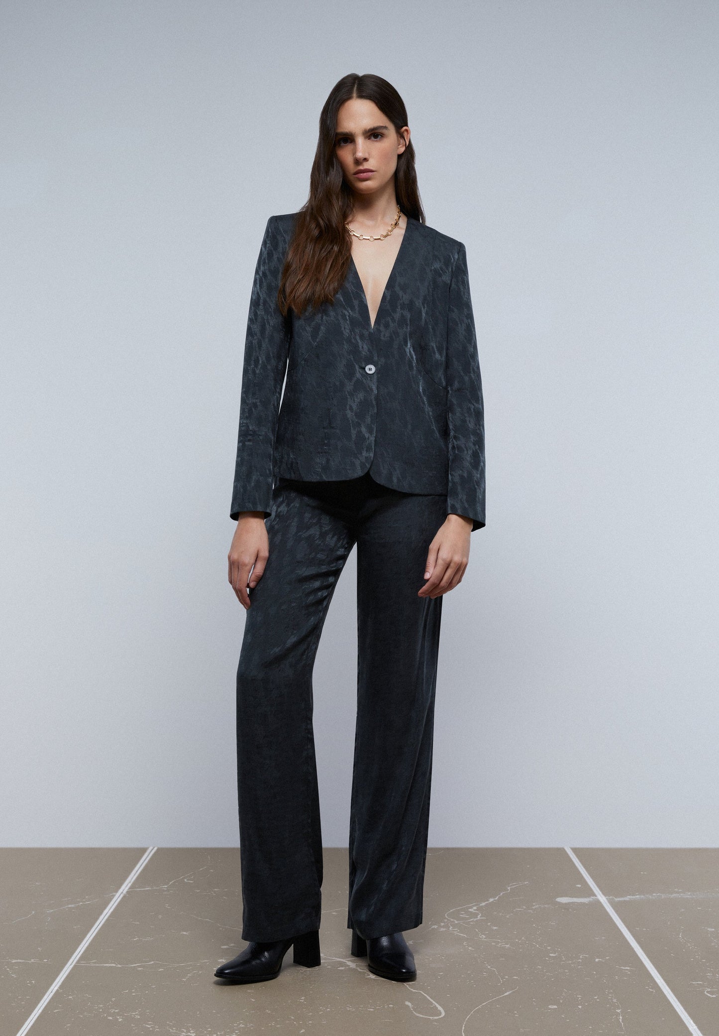 ANIMAL PRINT BLAZER WITHOUT LAPEL