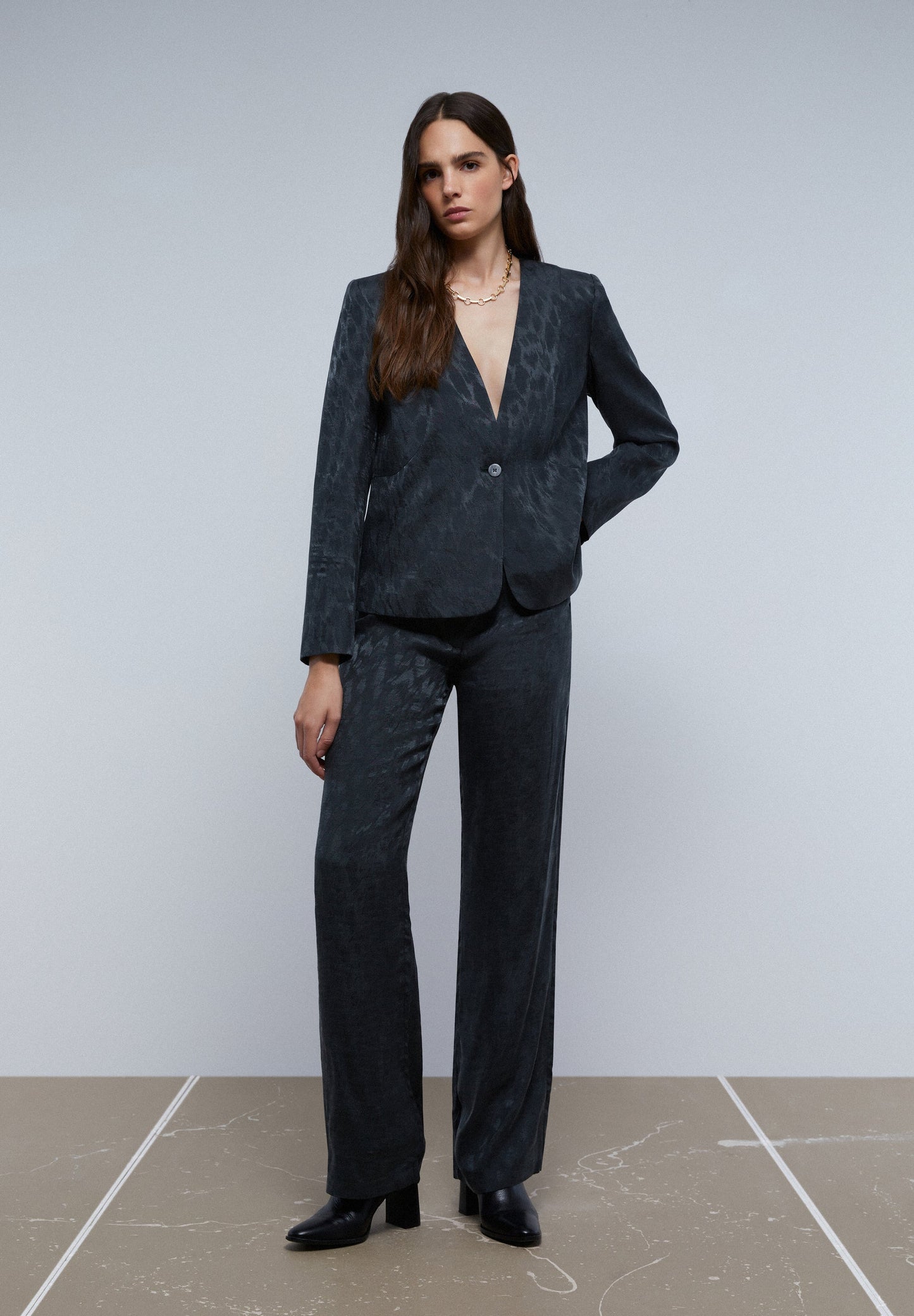 ANIMAL PRINT BLAZER WITHOUT LAPEL