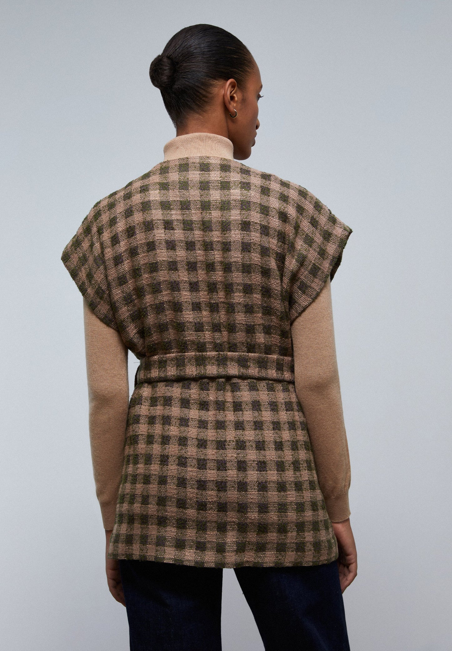 CHECK GILET WITH BOW