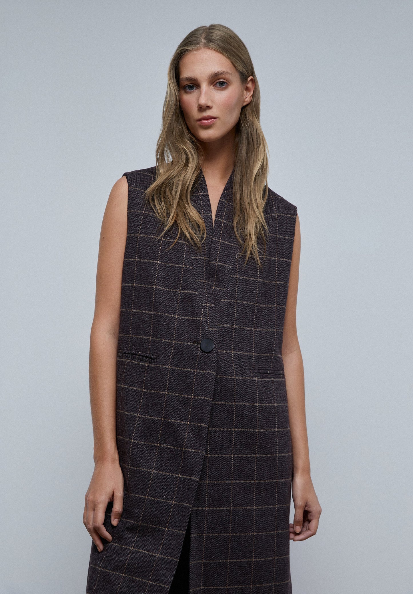 LONG CHECKED WAISTCOAT