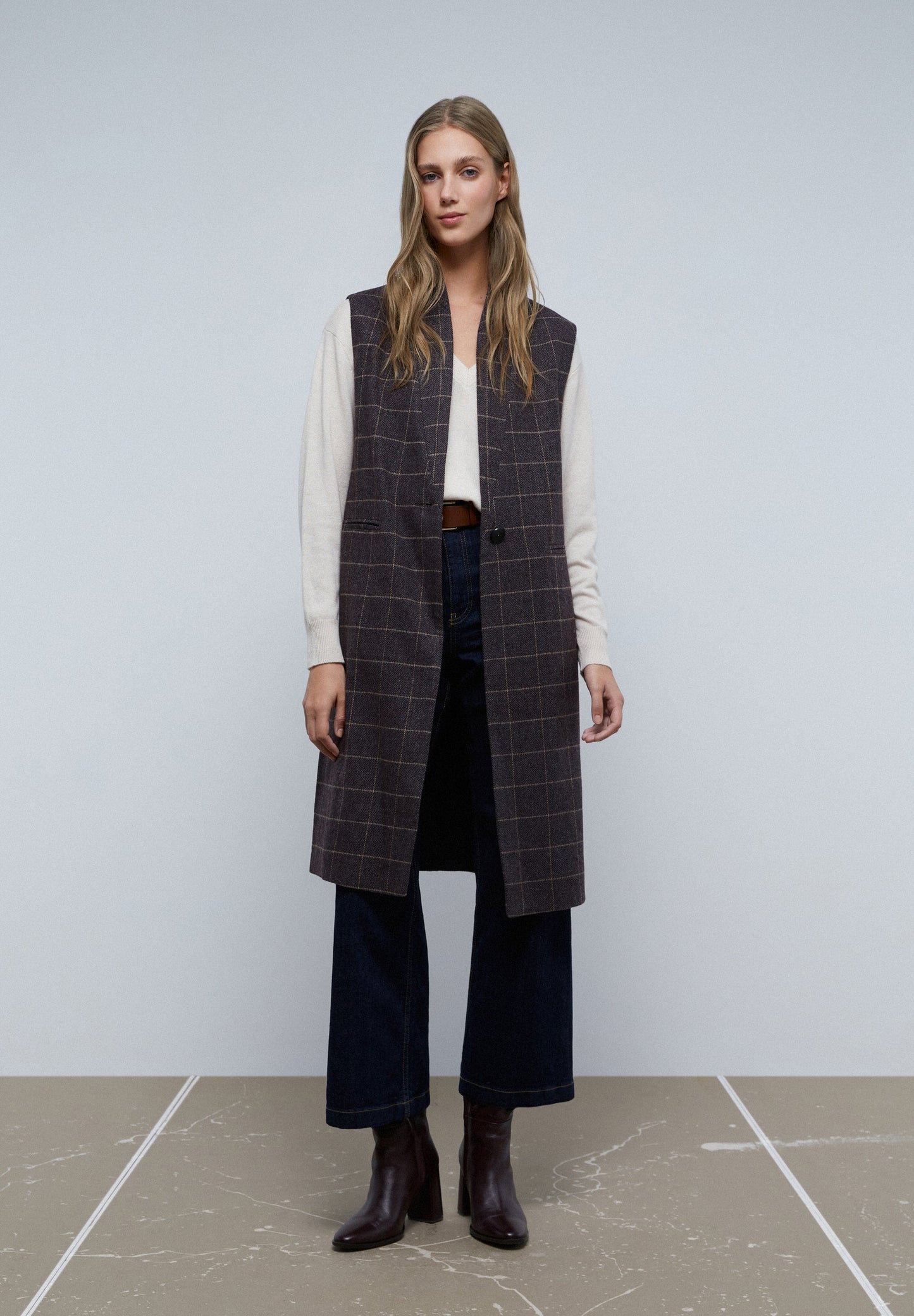 LONG CHECKED WAISTCOAT