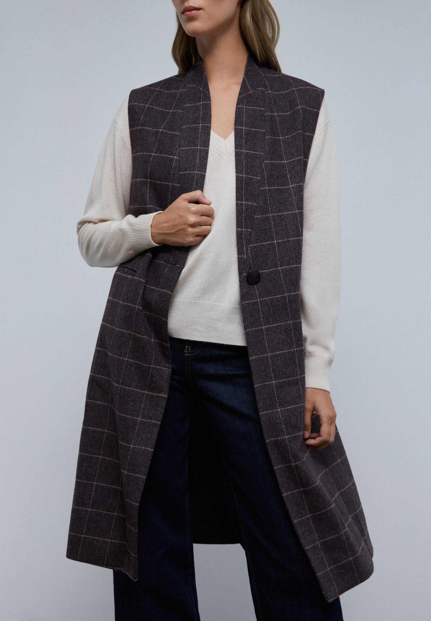 LONG CHECKED WAISTCOAT