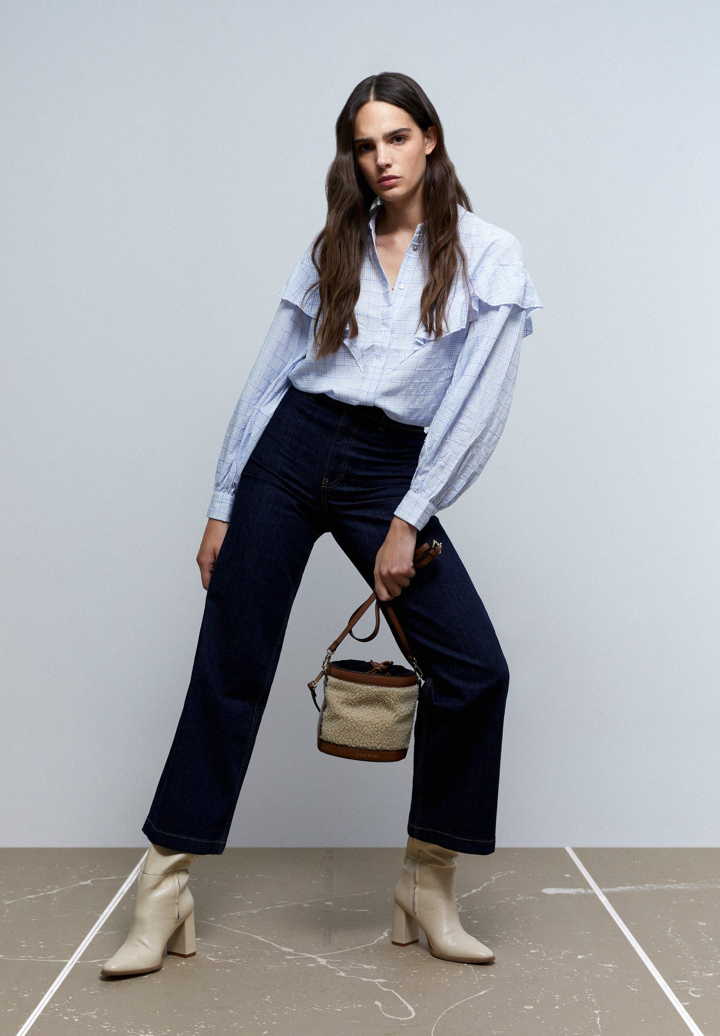 SHEARLING BUCKET BAG