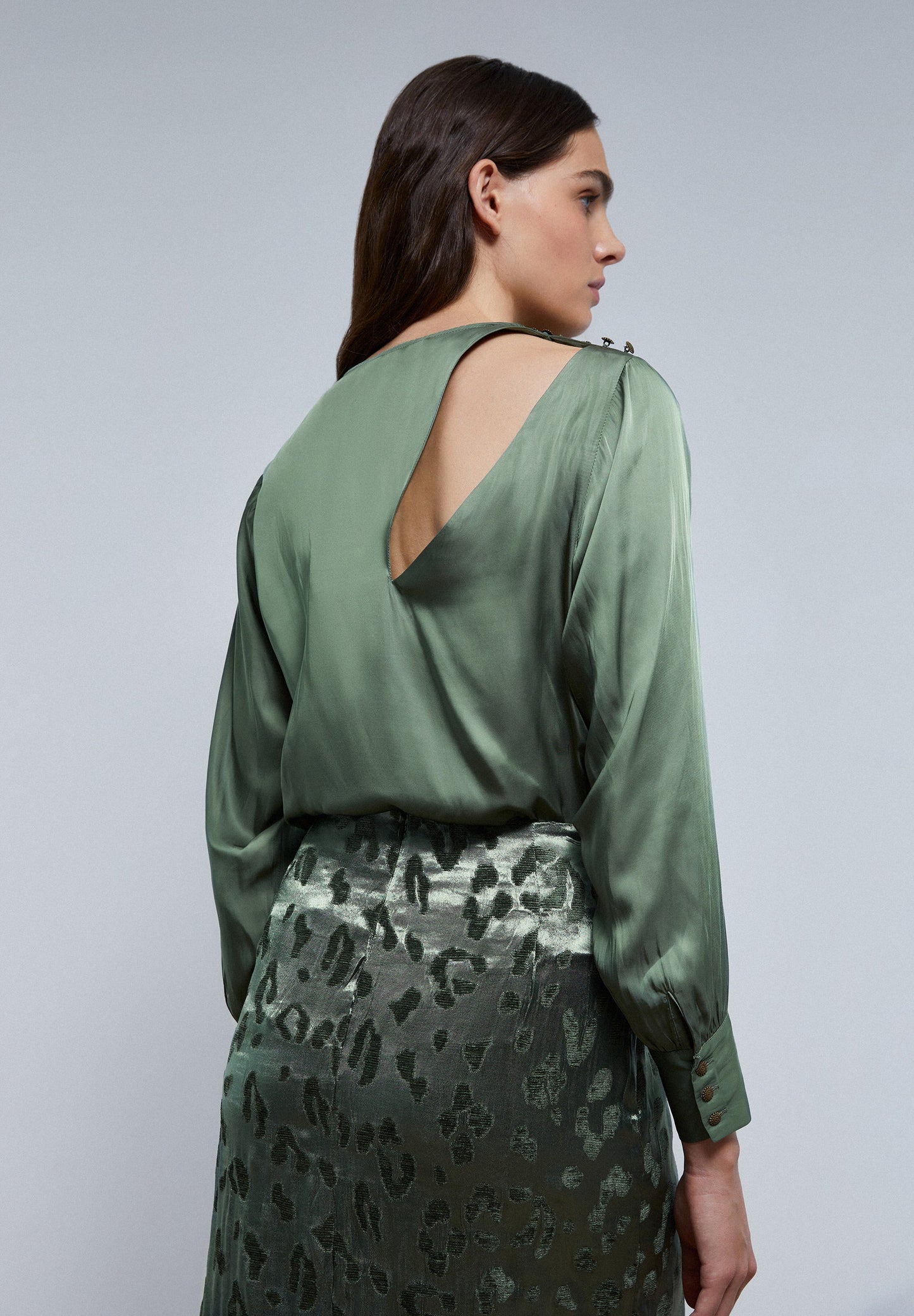 SATIN BLOUSE WITH SHOULDER SLIT