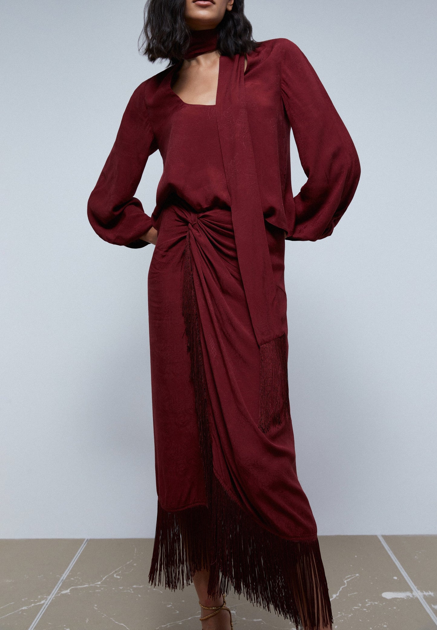 FRINGE JACQUARD SKIRT