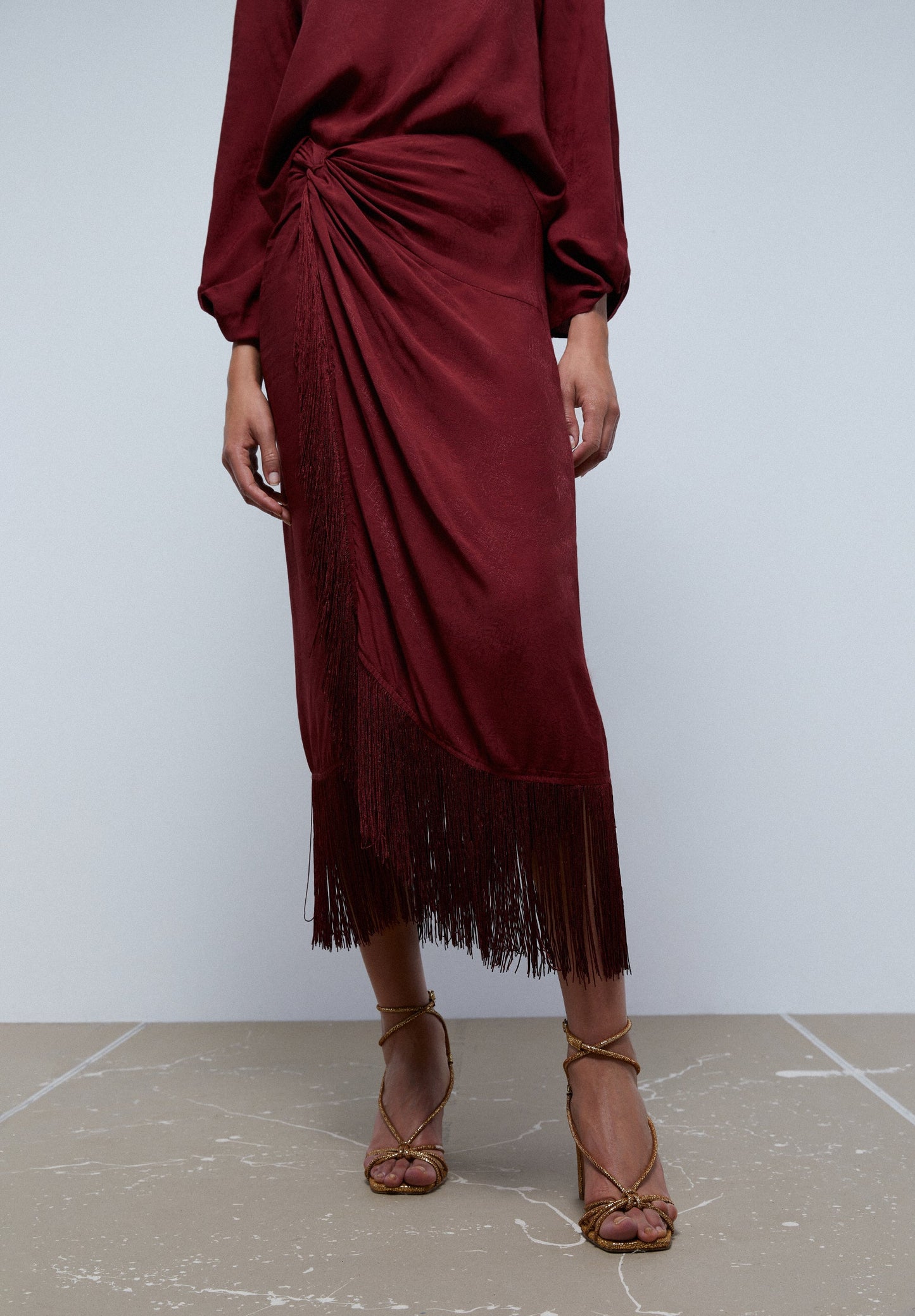 FRINGE JACQUARD SKIRT