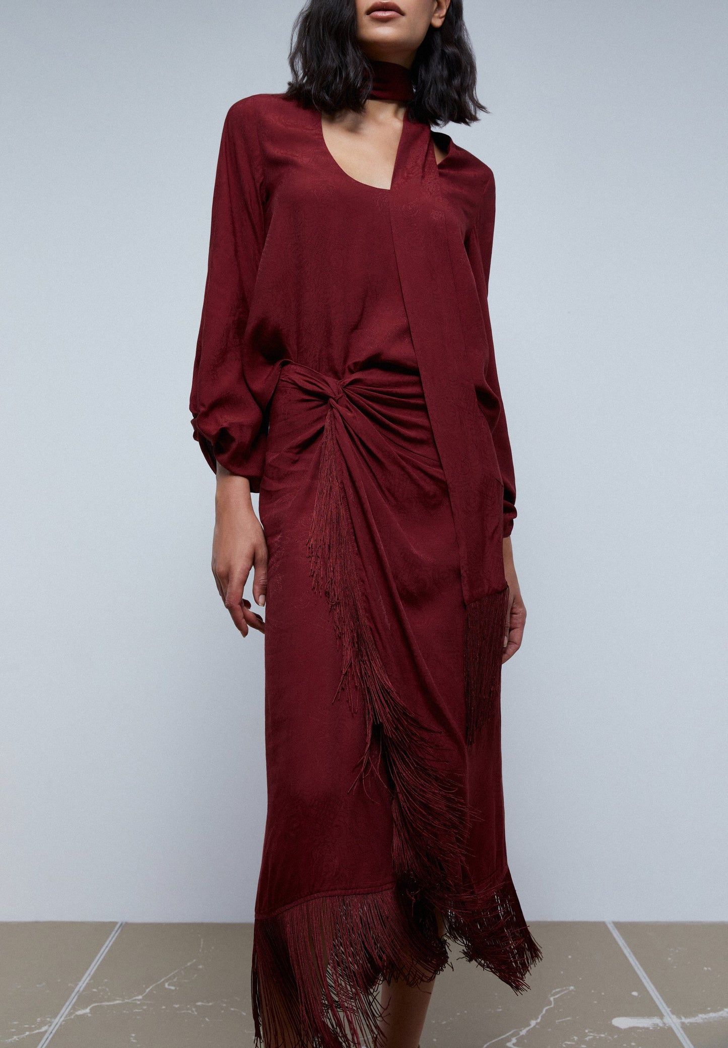 FRINGE JACQUARD SKIRT