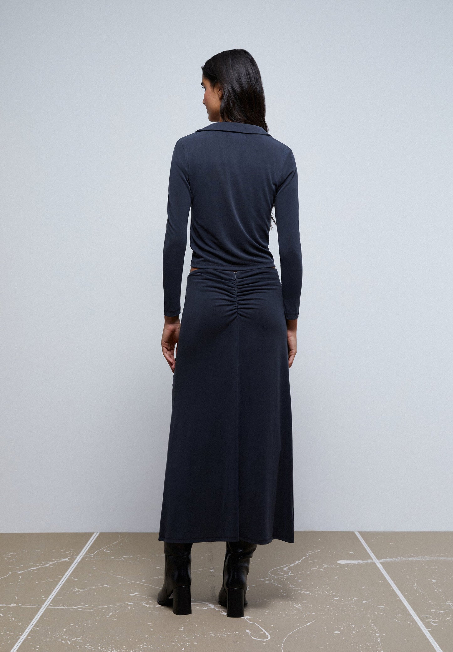 SIDE RUCHING MIDI SKIRT