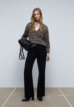 STRIPED SWEATER WITH NECKLINE DETAIL