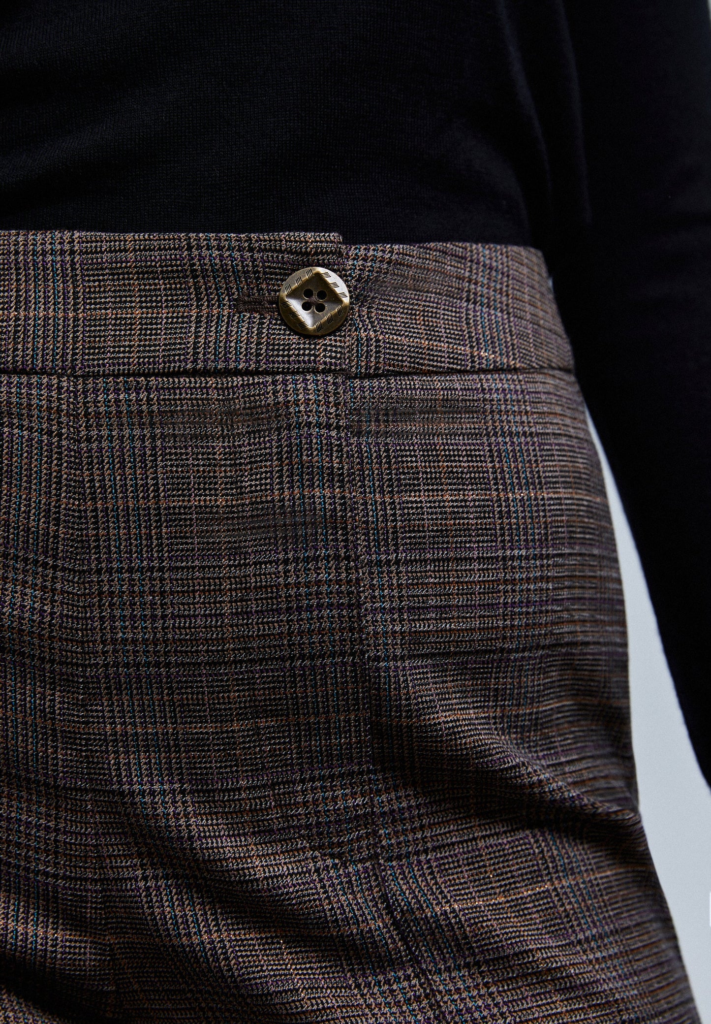 CROSSED LEG CHECK TROUSERS