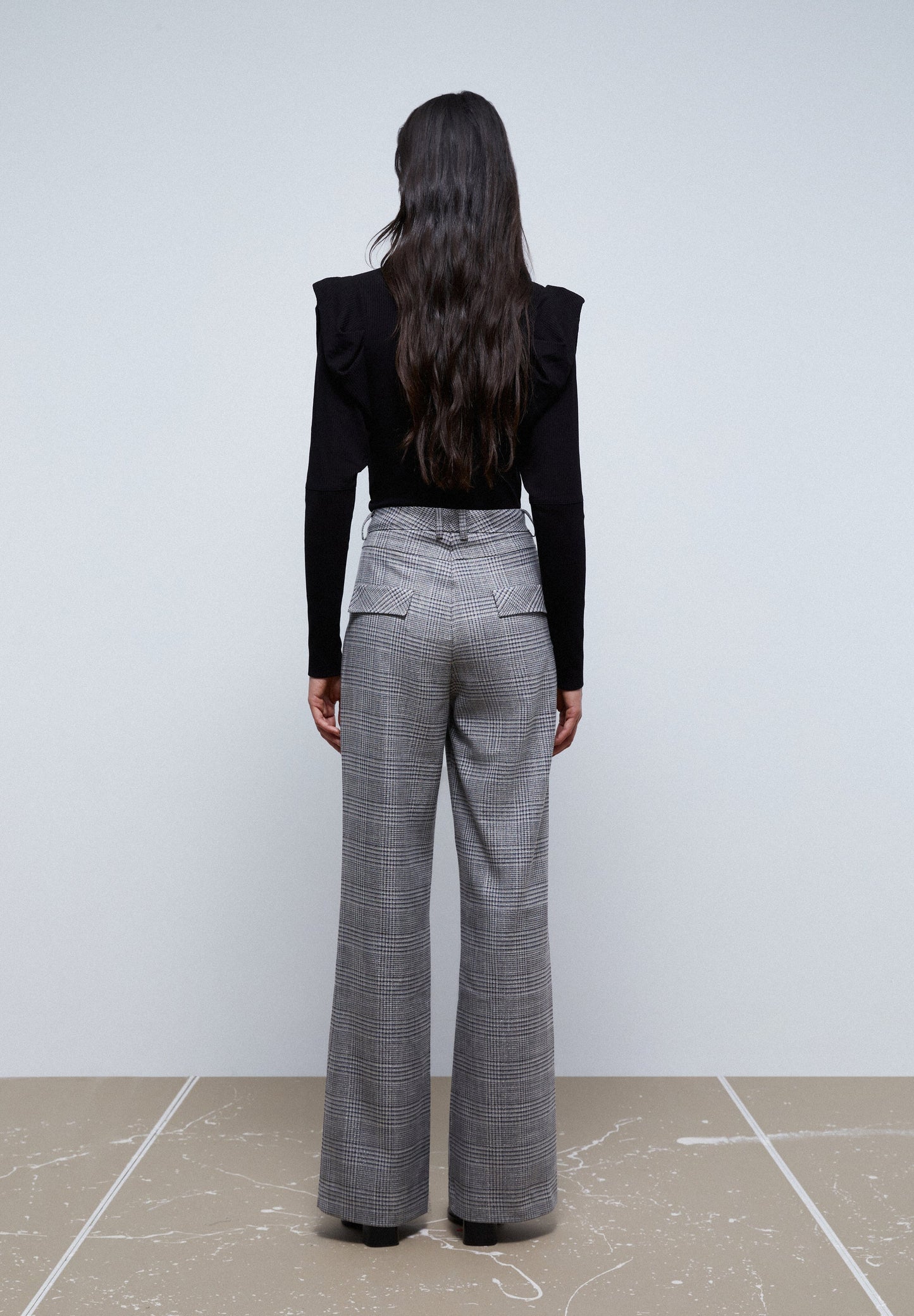 CHECK TROUSERS WITH BUTTON DETAIL