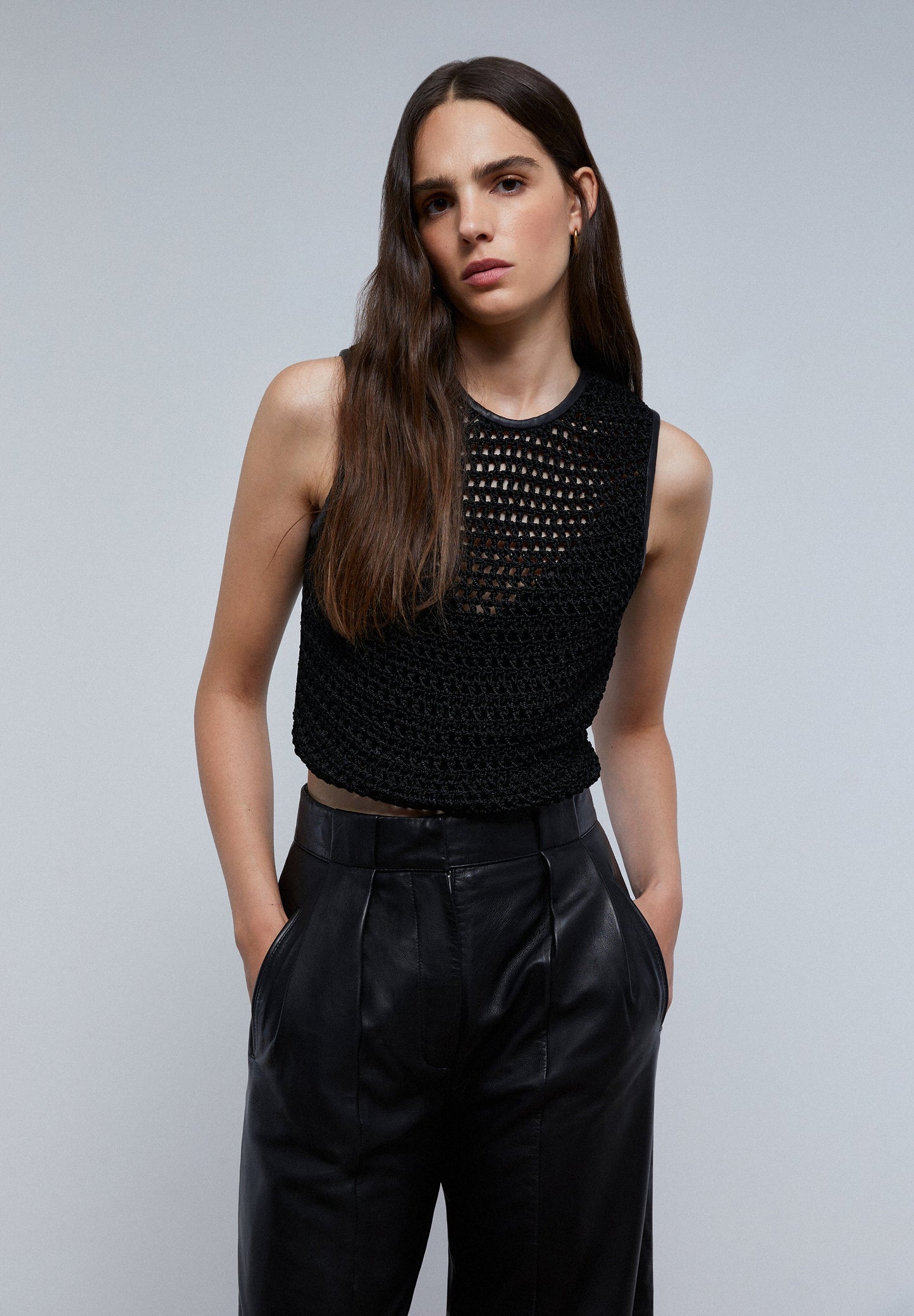 LEATHER TOP WITH BACK DETAIL