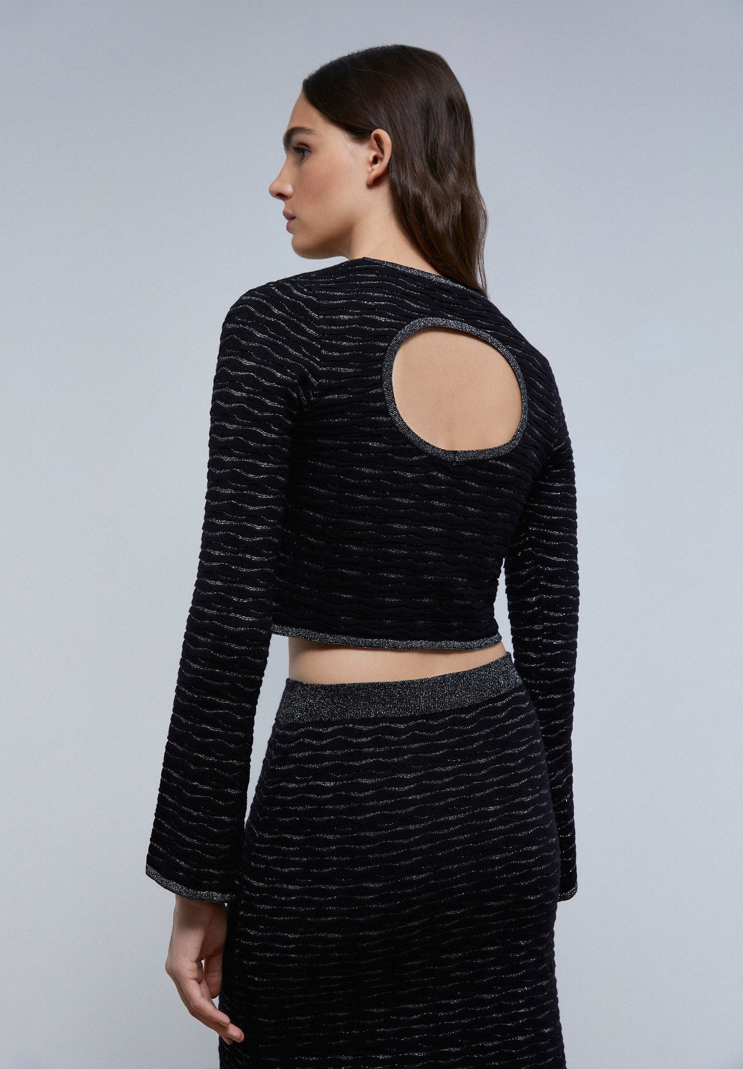 LUREX KNIT TOP WITH BACK DETAIL