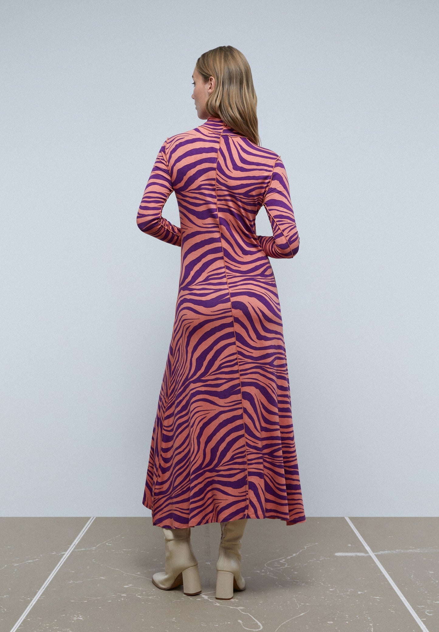 MIDI DRESS WITH ZEBRA PRINT