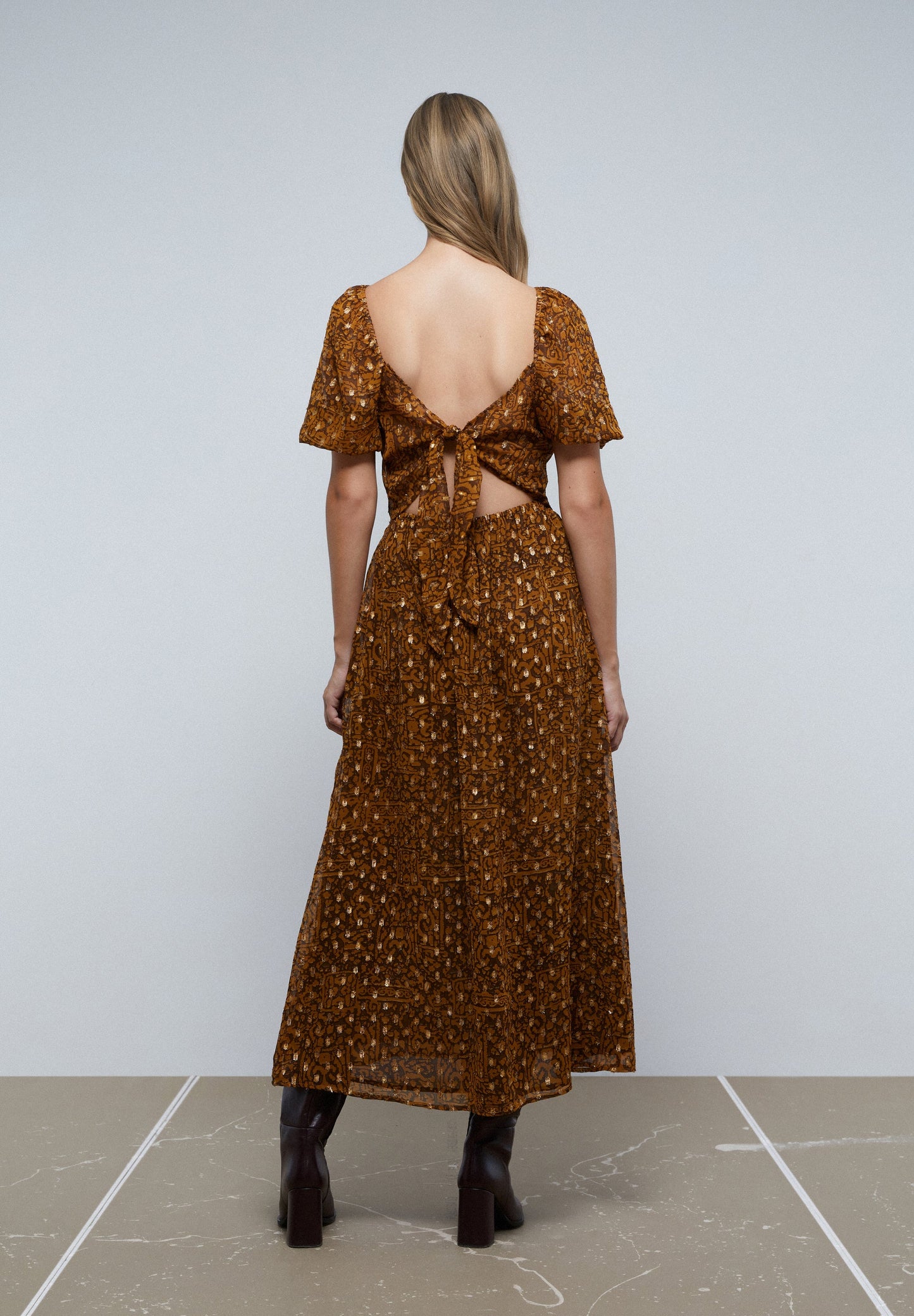 MIDI DRESS WITH SHIRRED CHEST DETAIL