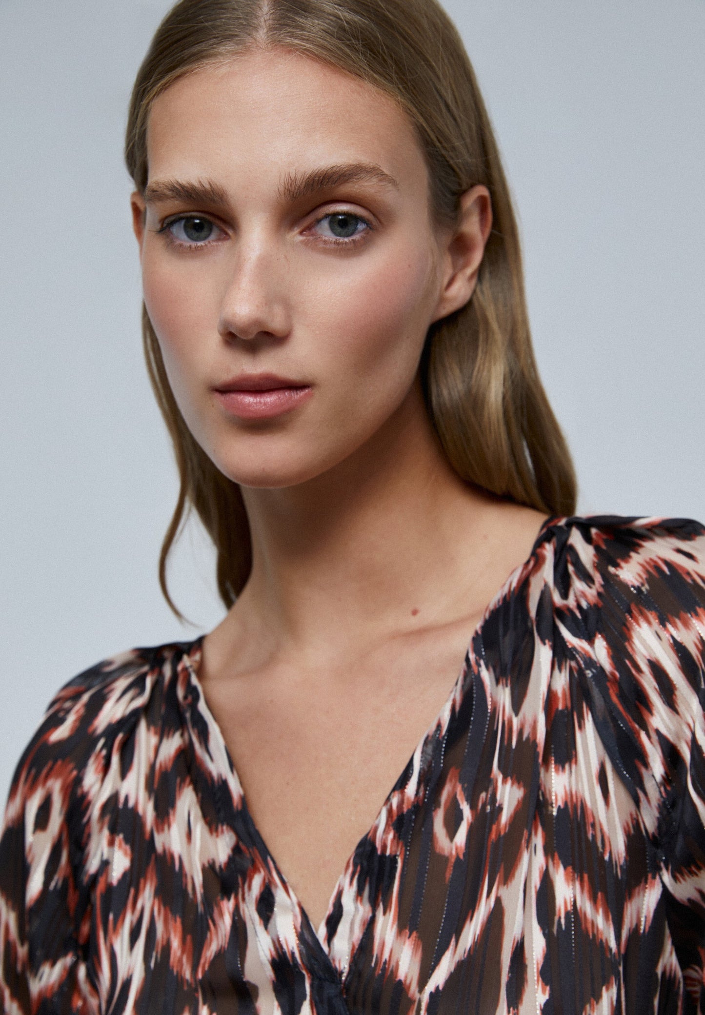 PRINTED DOUBLE-BREASTED MINI DRESS