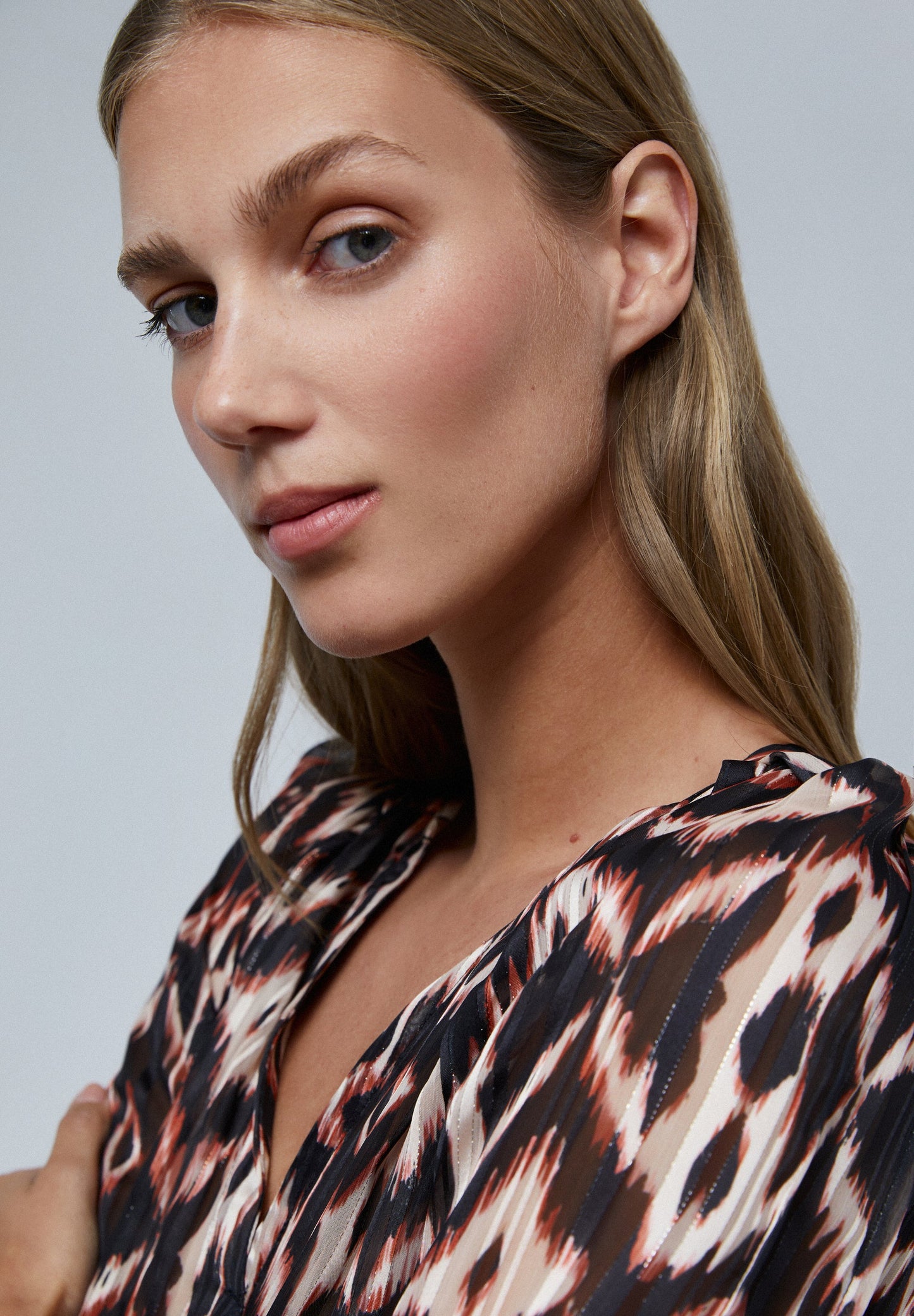 PRINTED DOUBLE-BREASTED MINI DRESS