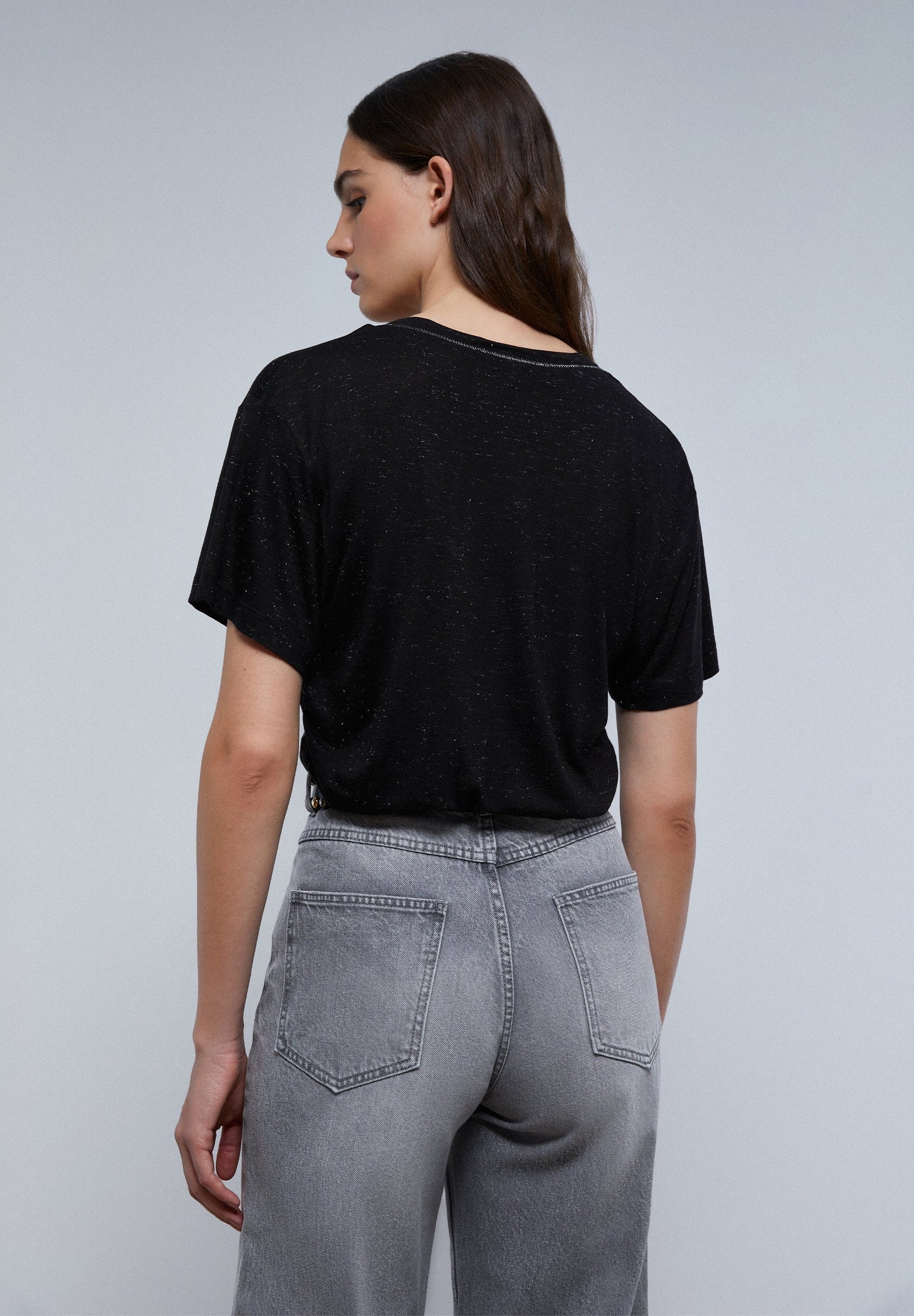 SIDE GATHERED LUREX T-SHIRT