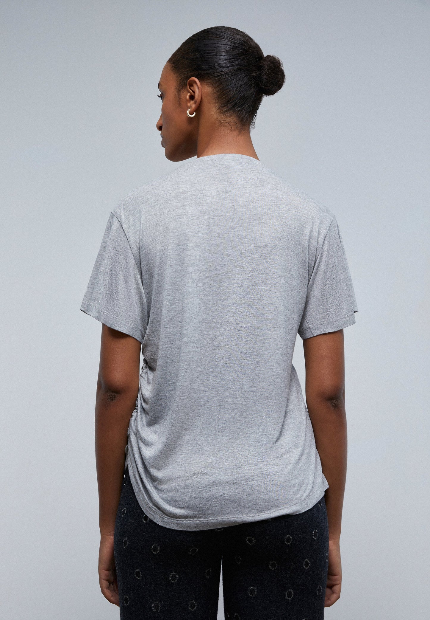 SIDE GATHERED LUREX T-SHIRT