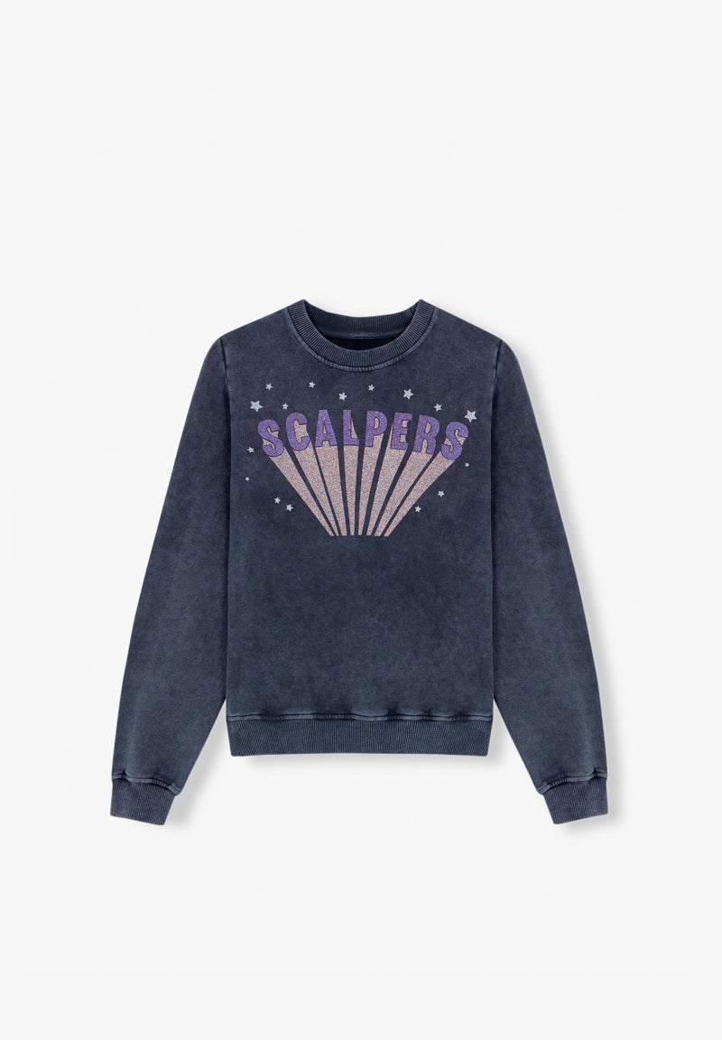 FADED SWEATSHIRT WITH GLITTER LOGO
