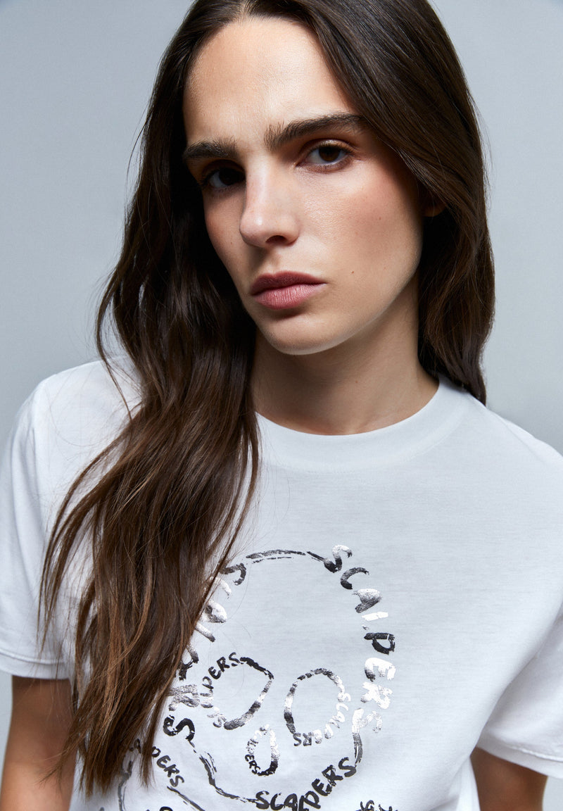 T-SHIRT WITH FOIL SKULL