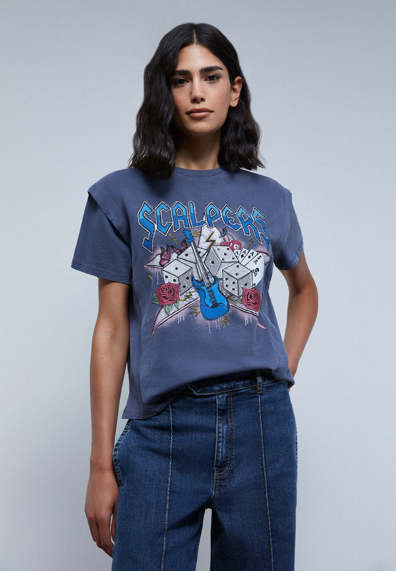 PRINT PLEAT T-SHIRT