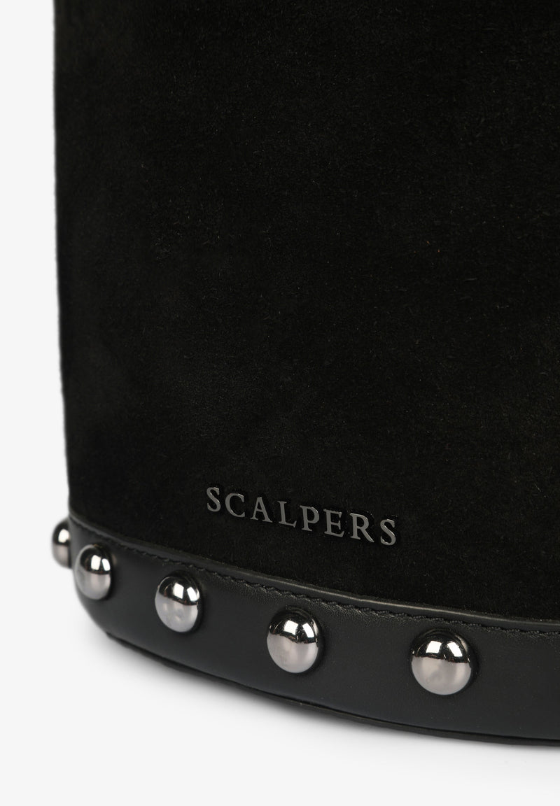 SUEDE BUCKET BAG WITH STUDS