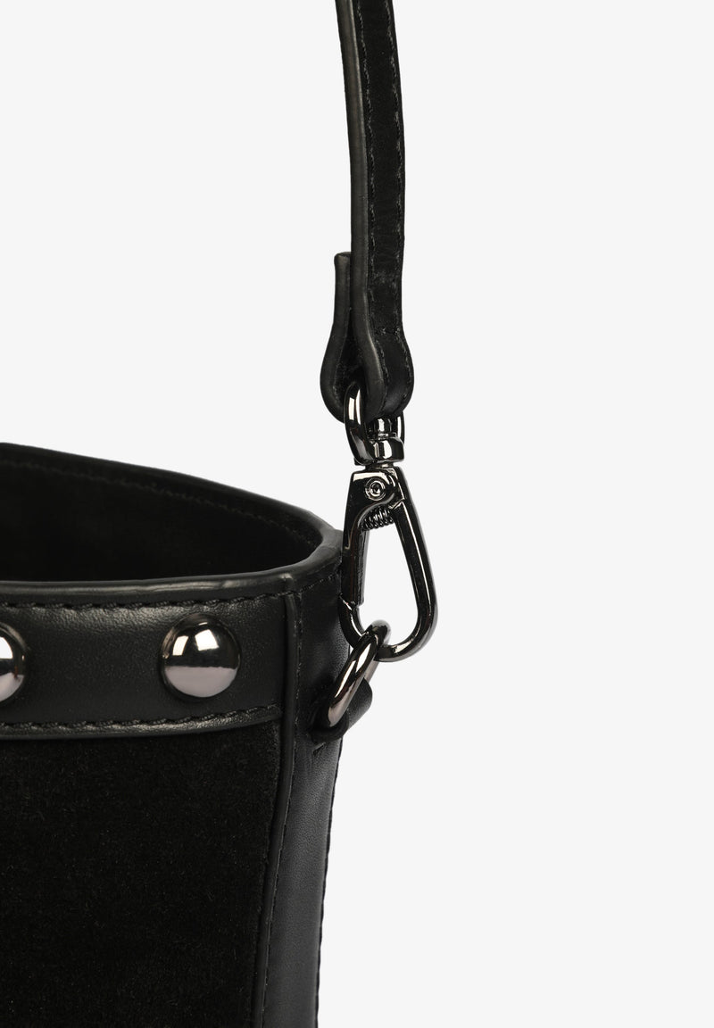 SUEDE BUCKET BAG WITH STUDS