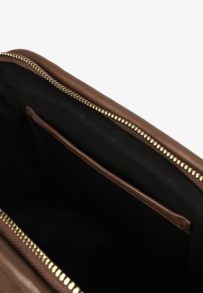RUCHED LEATHER CLUTCH BAG