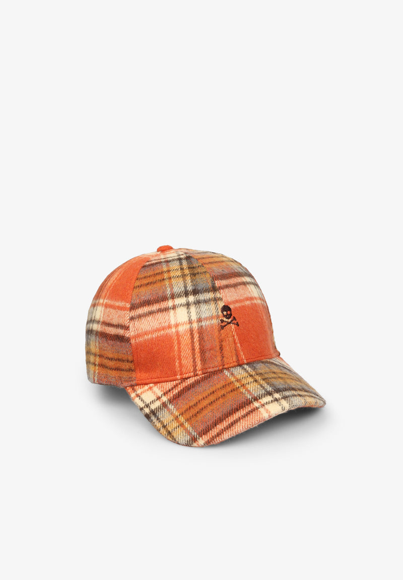 CHECK CAP WITH CONTRAST SKULL