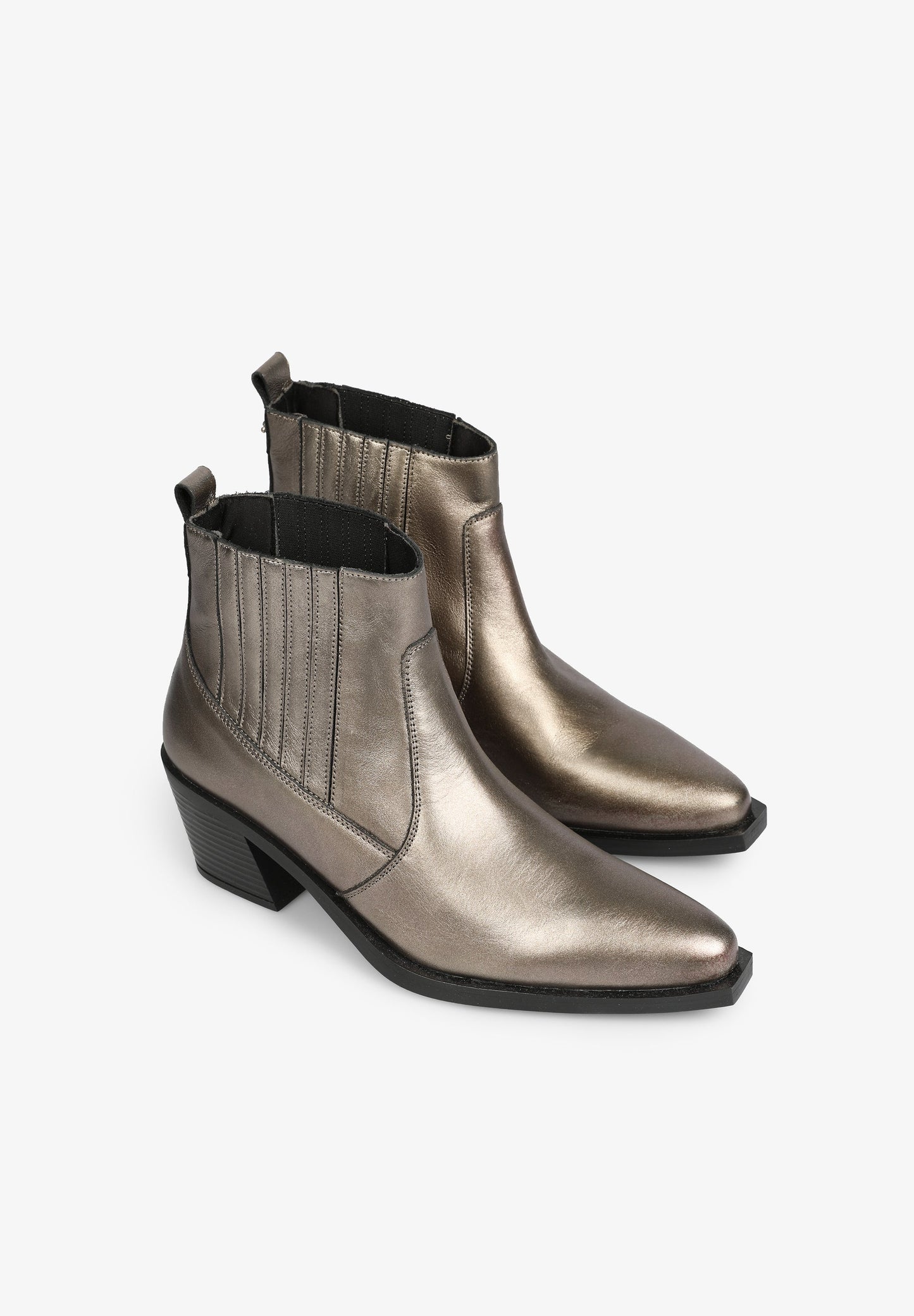 METALLIC COWBOY ANKLE BOOTS