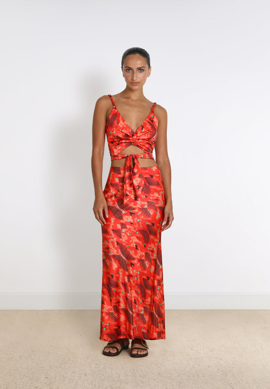 SATIN PRINT SKIRT