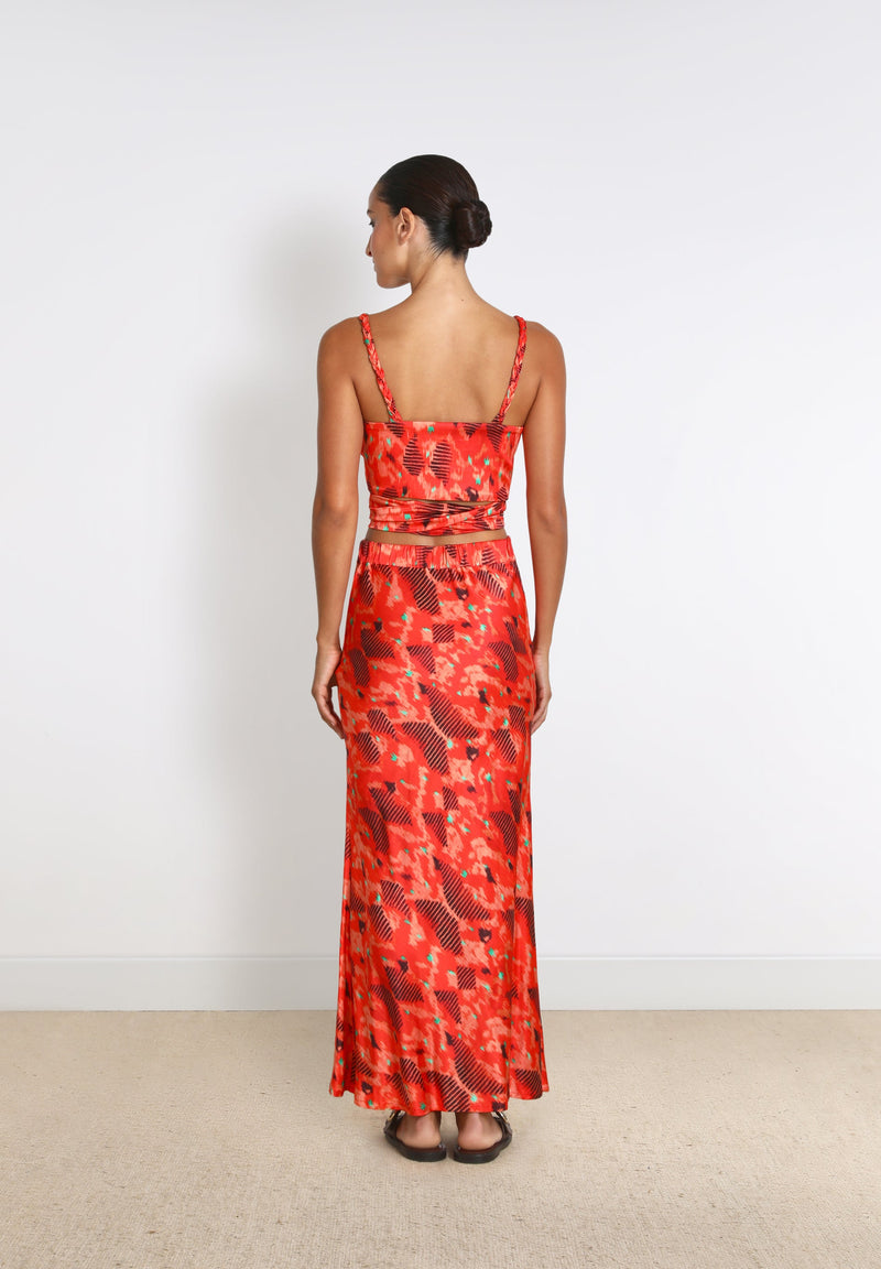 SATIN PRINT SKIRT