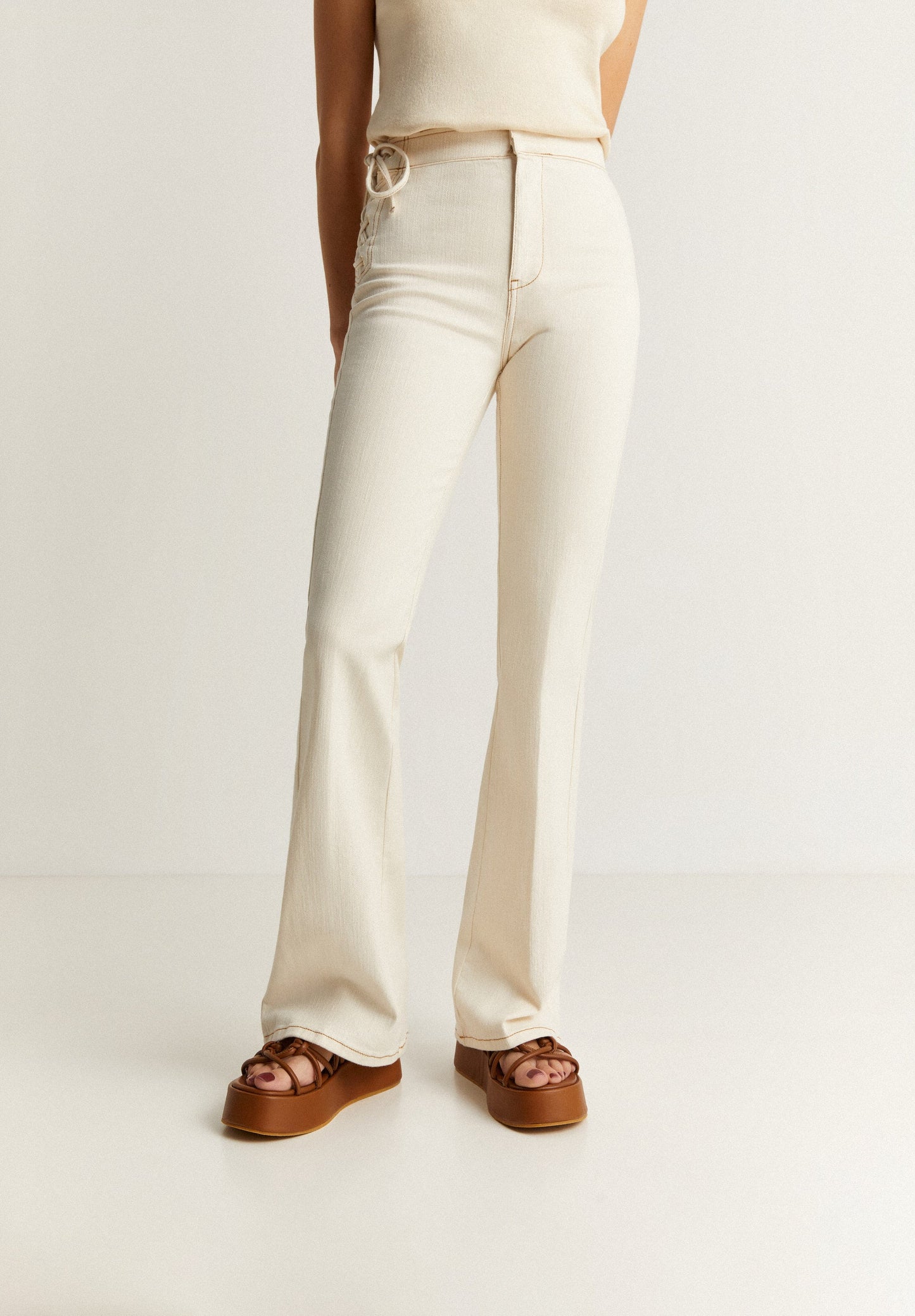 BOOTCUT JEANS WITH DRAWSTRING DETAIL