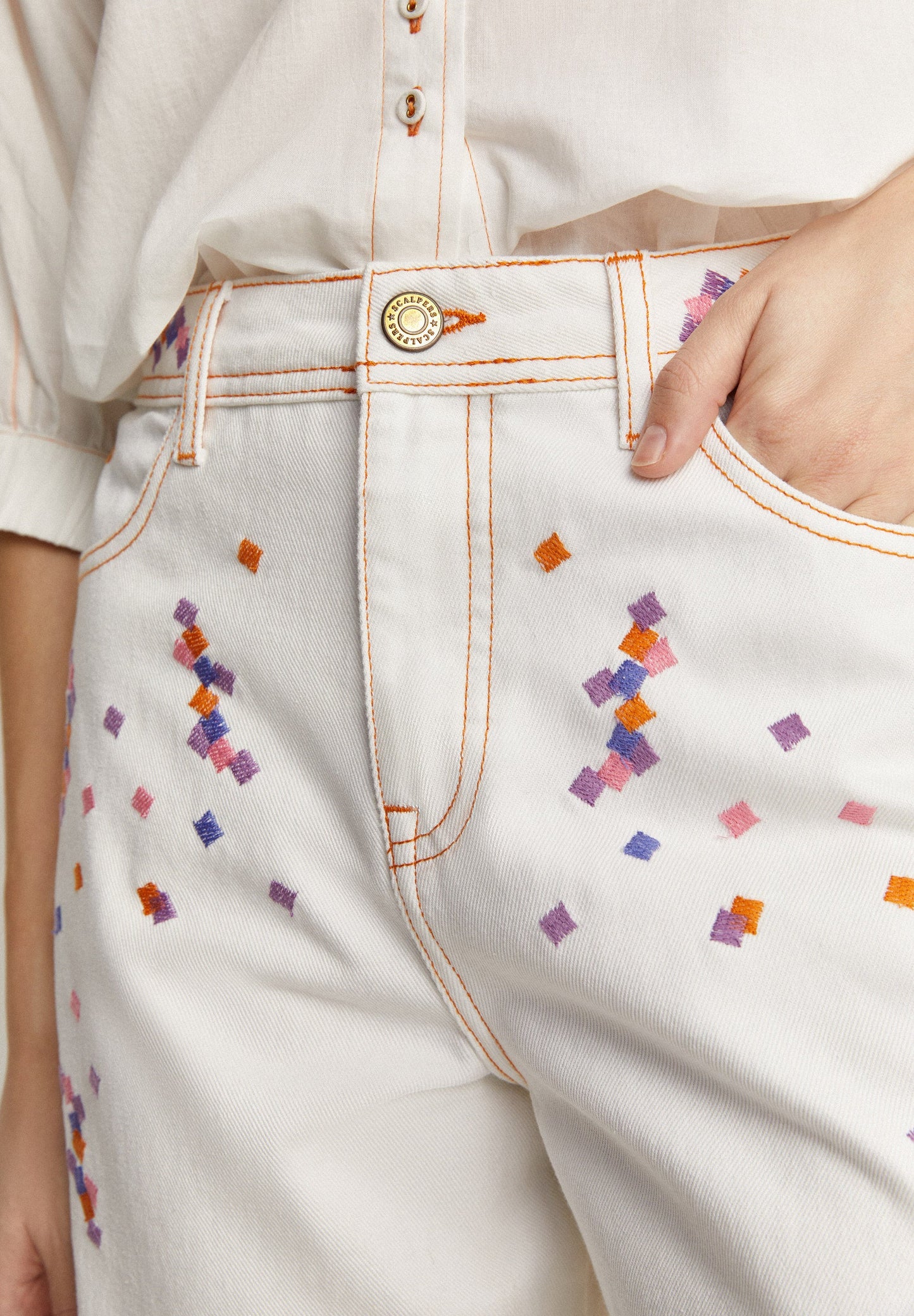 CULOTTE JEANS WITH EMBROIDERED DETAILS