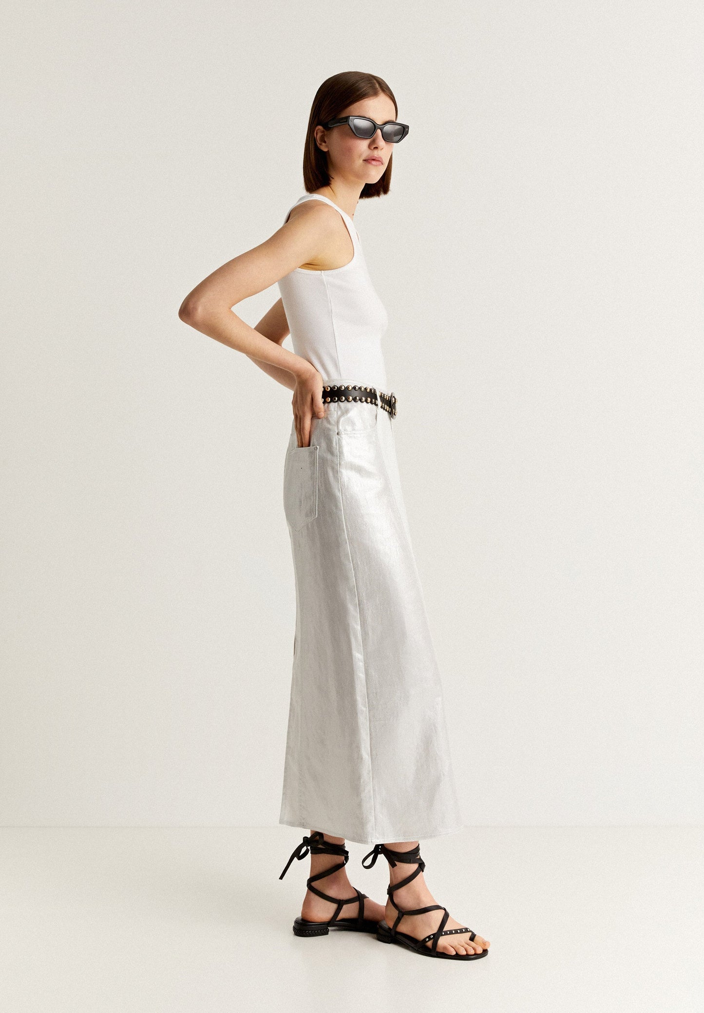 METALLIC MIDI SKIRT
