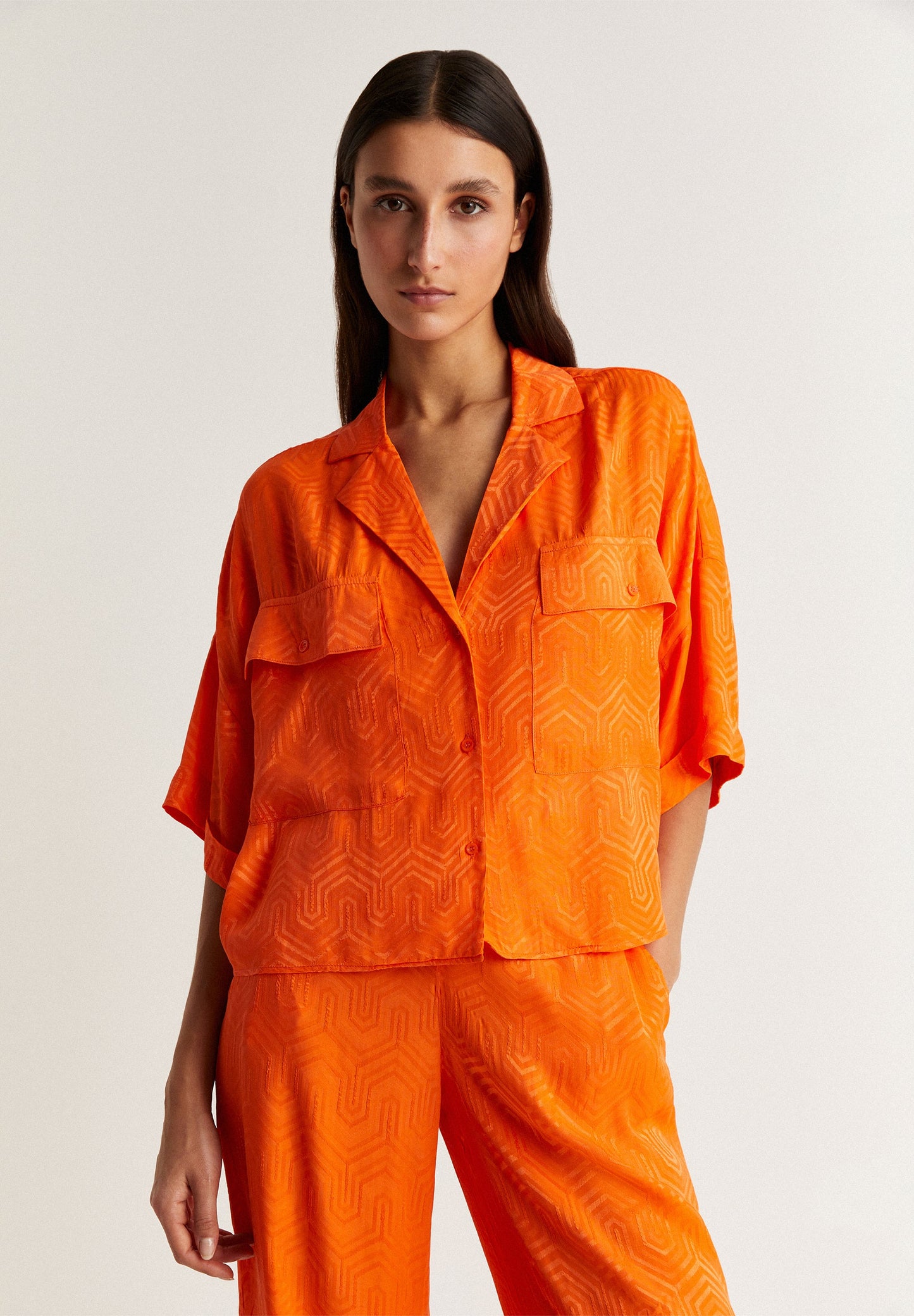 PYJAMA SHIRT WITH GEOMETRIC DETAILS