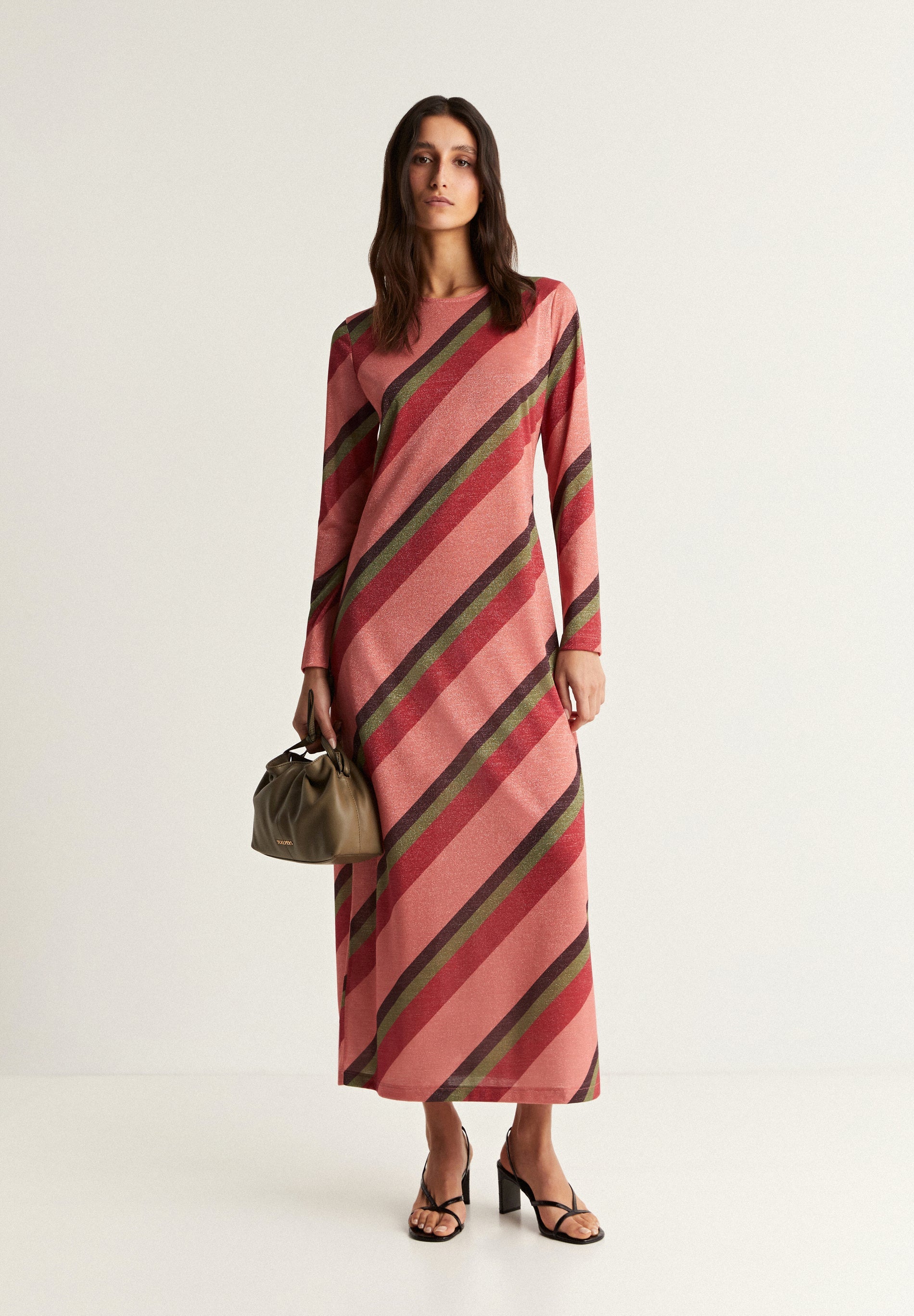 CONTRAST STRIPED LUREX DRESS