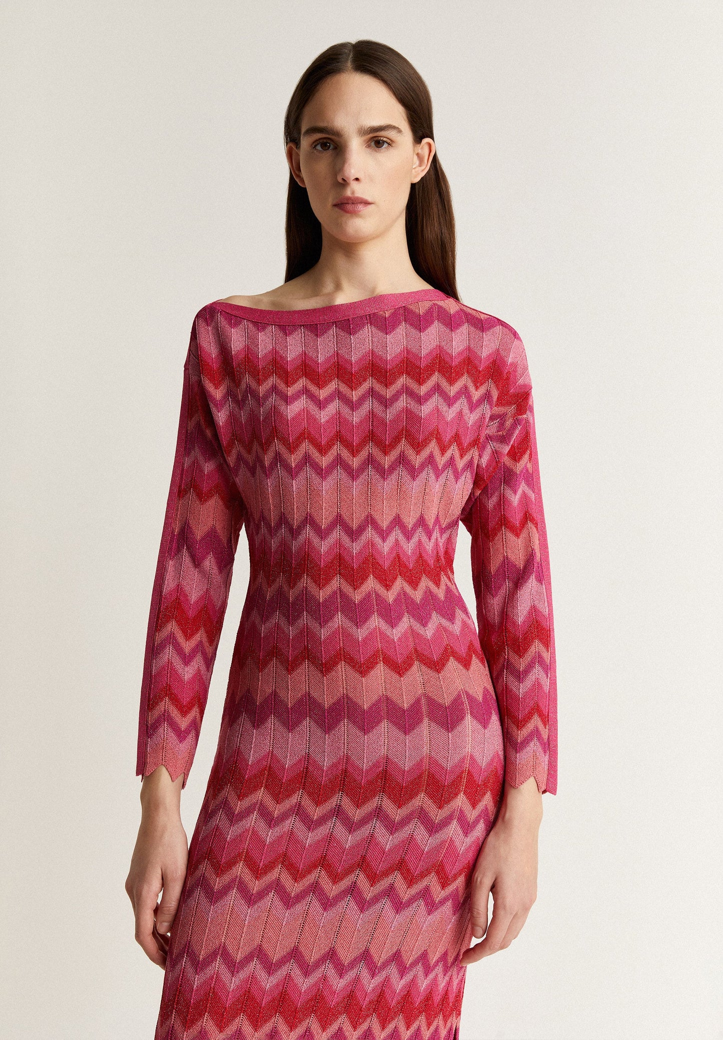 LUREX ZIGZAG KNIT MIDI DRESS