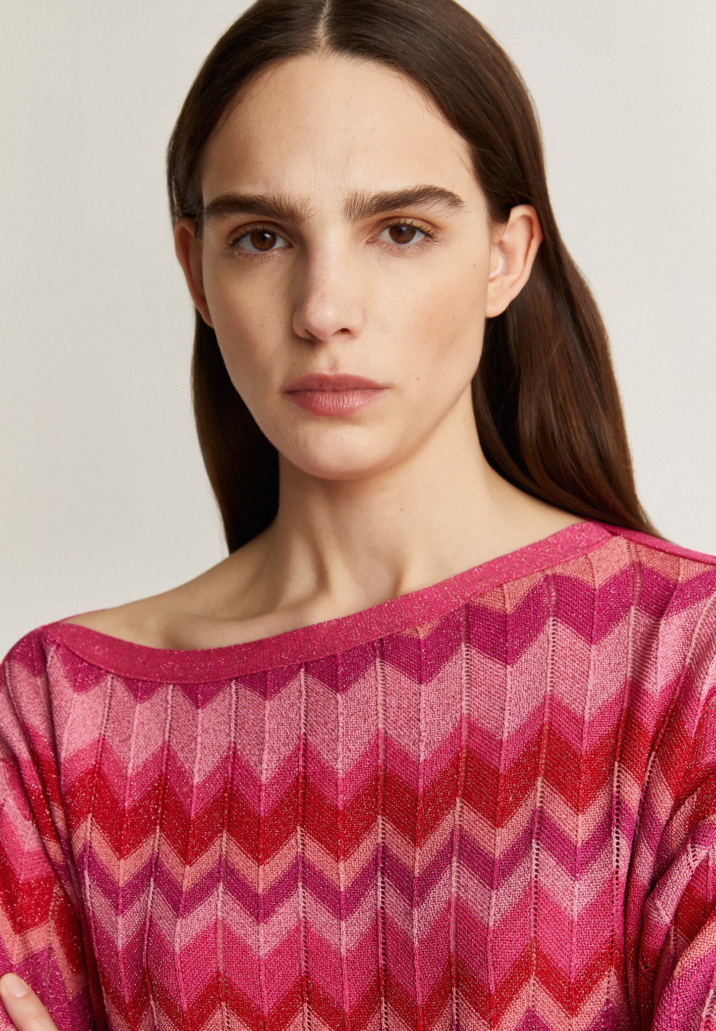 LUREX ZIGZAG KNIT MIDI DRESS