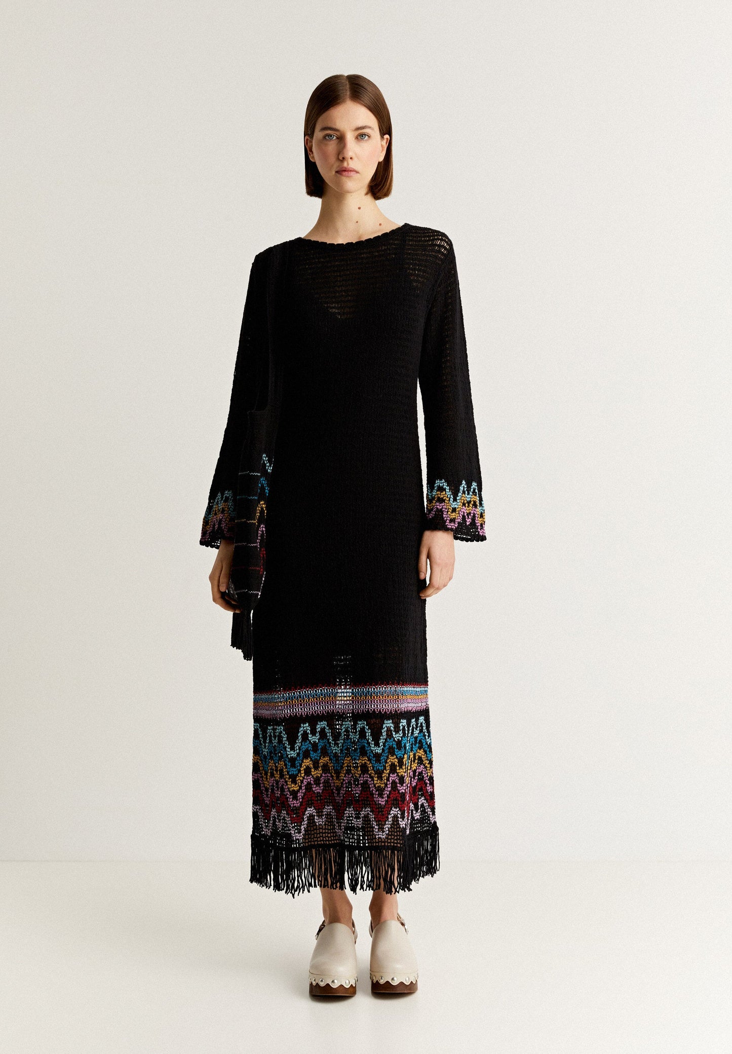 CROCHET DRESS WITH FRINGE DETAIL