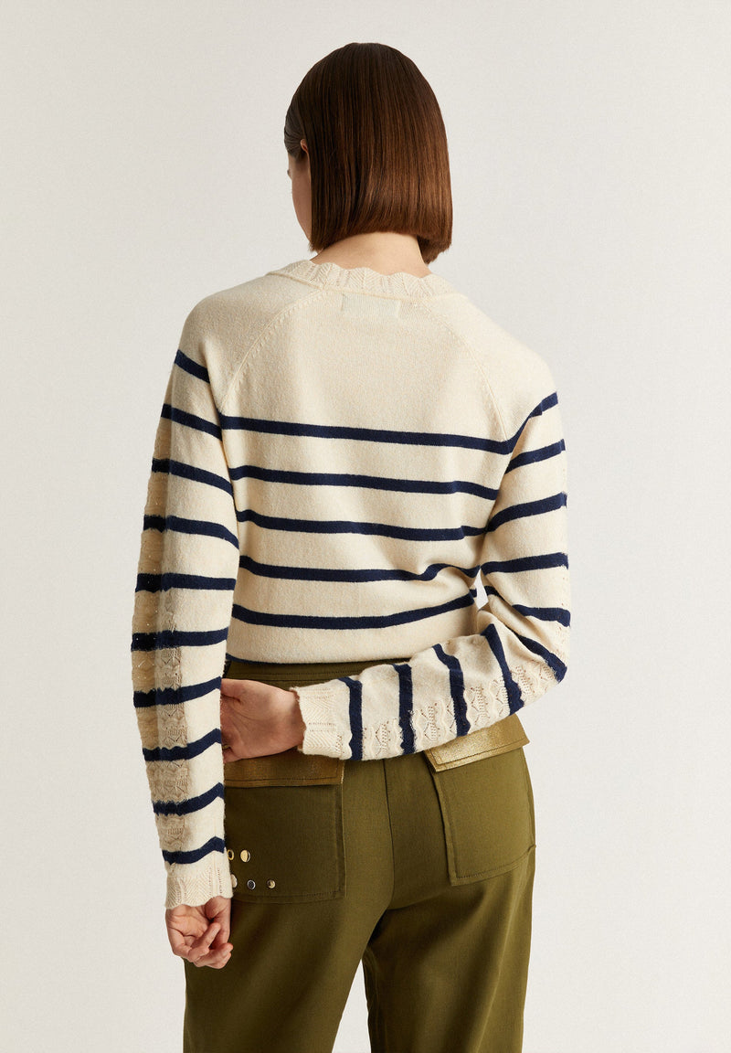 STRIPED SWEATER WITH KNIT DETAIL