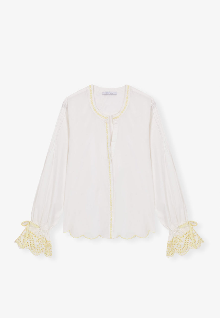 BLOUSE WITH EMBROIDERED TRIM DETAIL
